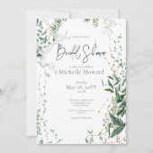 繊細なモダン・トロピカル・レインforest ブライダルシャワー 招待状 (正面)