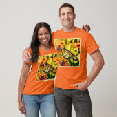 繊細なモナークバタフライの花咲くデザイン Tシャツ (ユニセックス)