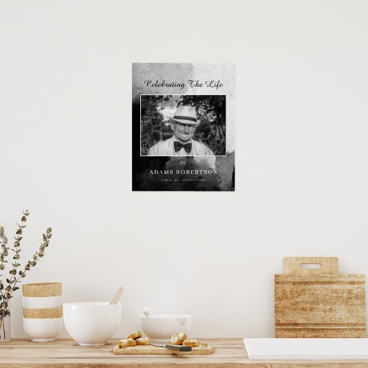 繊細なモノクロの葬儀歓迎写真 ポスター (キッチン)