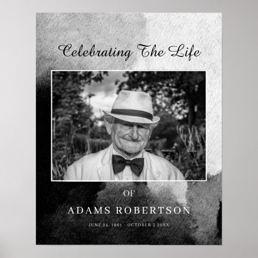 繊細なモノクロの葬儀用ウェルカムフォト ポスター (正面)
