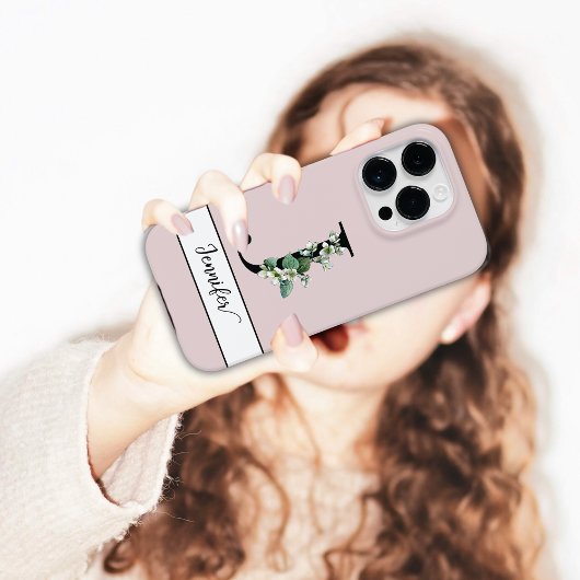 繊細なモノグラムJカスタム名ジャスミン花 Case-Mate iPhoneケース