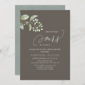 繊細なユーカリの未来のMrs. ブライダルシャワー 招待状 (正面/裏面)