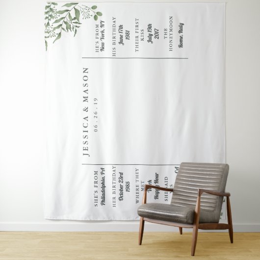 繊細なユーカリの葉のウェディングブース背景 タペストリー (インサイチュ)