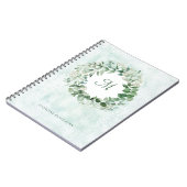 繊細なユーカリ |水エレガント色モノグラム ノートブック (左側)