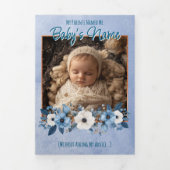 繊細なユーモアのある出産の発表 – 青 三つ折りカード (カバー)