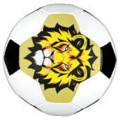 繊細なライオンのヘッドイラスト サッカーボール (回転)