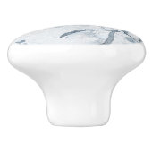 繊細なライトブルーの水色フローラ セラミックノブ (側面)