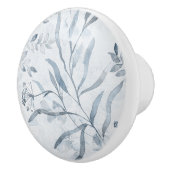 繊細なライトブルーの水色フローラ セラミックノブ (右)