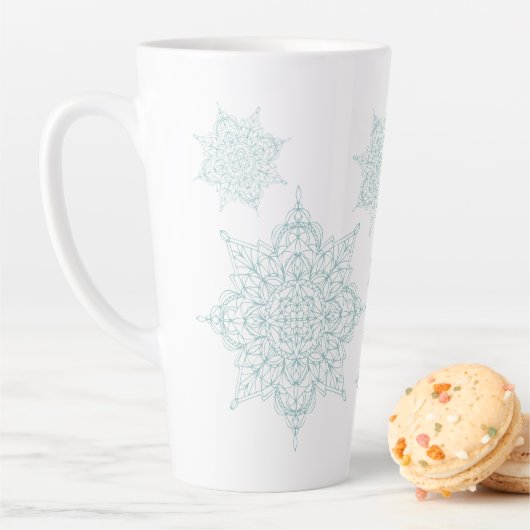 繊細なライトブルーの雪 カフェラテマグ (インサイチュ)