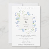 繊細なライトブルーフローラスクエア結婚フレーム 招待状 (正面)