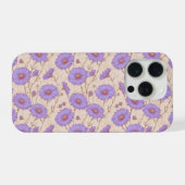 繊細なライラックデイジークリームの花柄 iPhoneケース (裏面横)