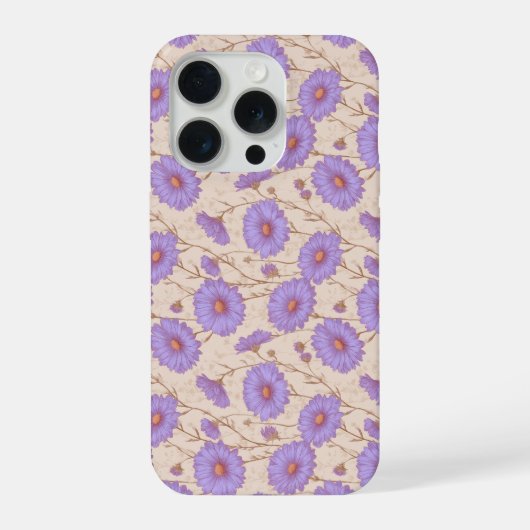 繊細なライラックデイジークリームの花柄 iPhoneケース (裏面)