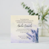 繊細なラベンダーの葬儀アナウンスカード 招待状 (スタンド正面)