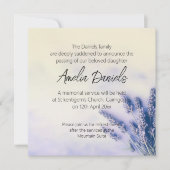 繊細なラベンダーの葬儀アナウンスカード 招待状 (正面)