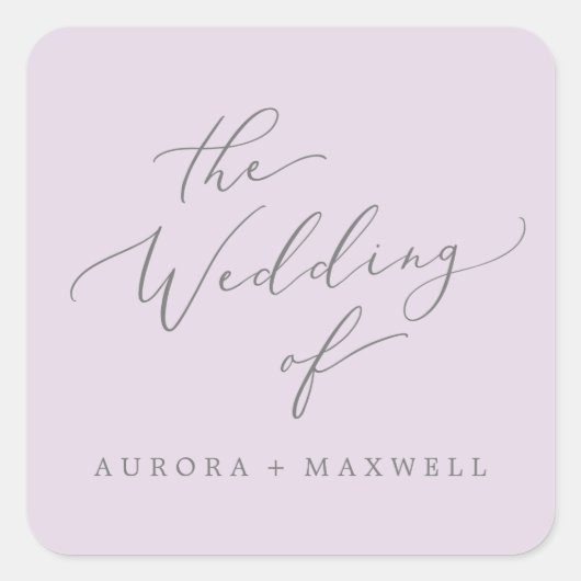 繊細なラベンダー結婚の封筒用シール スクエアシール (正面)
