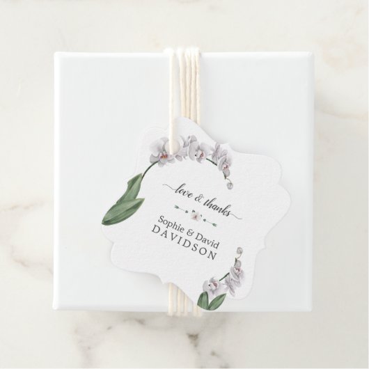 繊細なルアウ（ハワイ式宴会）水の色ホワイトオーキッド結婚ズ フェイバータグ (インサイチュ)