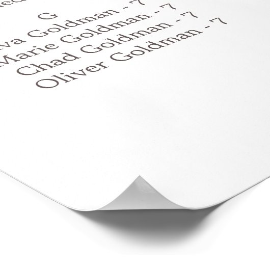 繊細なルーペのアルファベット順の座席表 ポスター (角)