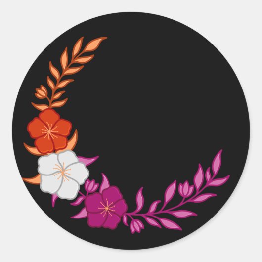 繊細なレズビアンの花の美しい三日月 ラウンドシール (正面)