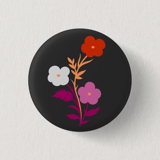 繊細なレズビアン国旗の花 缶バッジ (正面)