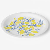 繊細なレモン ヴィネ 木版効果紙皿 ペーパープレート (アングル)