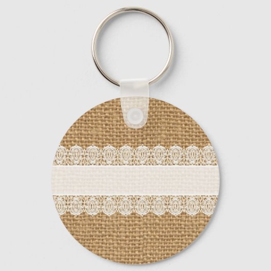 繊細なレースとバーラップ – みすぼらしいシックスタイル キーホルダー (正面)