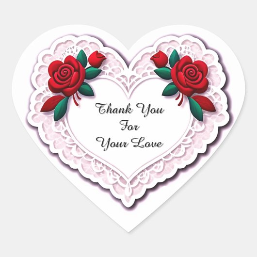 繊細なレースのハートカード ハートシール (正面)