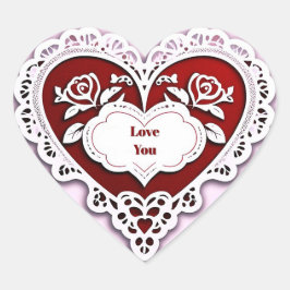 繊細なレースのハートカード ハートシール