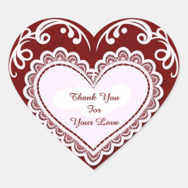繊細なレースのハートカード ハートシール