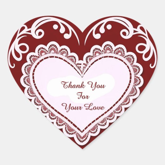 繊細なレースのハートカード ハートシール (正面)