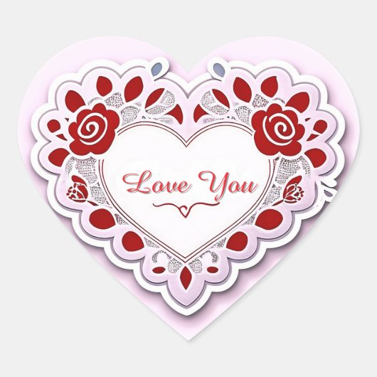 繊細なレースのハートカード ハートシール (正面)