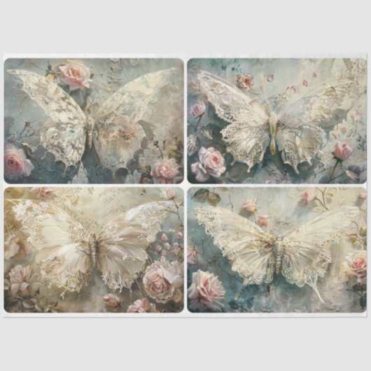 繊細なレースの蝶 薄葉紙 (正面)