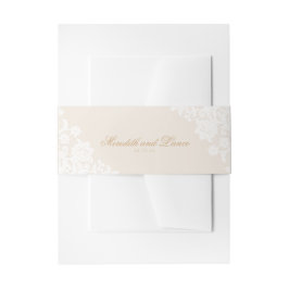 繊細なレースコーナーアイボリーと金ゴールドス結婚クリプト 招待状ベリーバンド