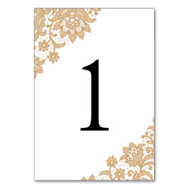 繊細なレースブラックと金ゴールド結婚スクリプト テーブルナンバー