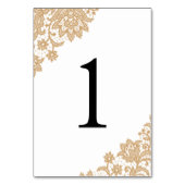 繊細なレースブラックと金ゴールド結婚スクリプト テーブルナンバー (裏面)