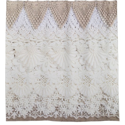 繊細なレース布のテクスチャ背景 シャワーカーテン (正面)