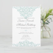 繊細なレース縁ど結婚式招待状5x7 招待状 (スタンド正面)