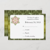 繊細なレース雪の結晶の冬の結婚式の返信カード 出欠カード (正面/裏面)