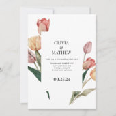 繊細なロマンチックなチューリップの水の色のフレーム結婚ズ 招待状 (正面)