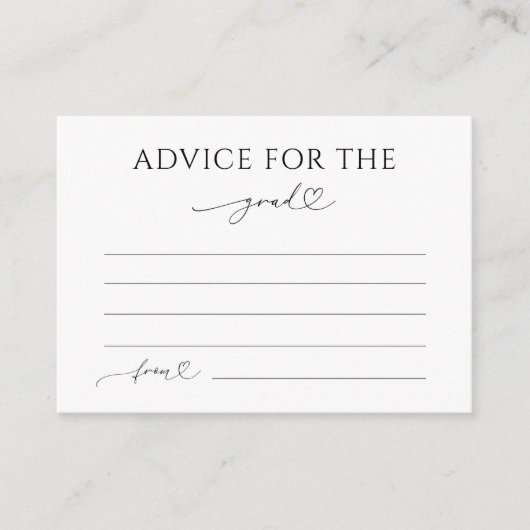 繊細なロマンチックなハートスクリプトアドバイスのためのグラード エンクロージャーカード (正面)