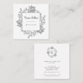 繊細なロマンチックな手描きフローラリース スクエア名刺 (正面/裏面)