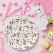 繊細なロマンチックな花模様トープ桃キャラメル ペーパープレート (パーティー)