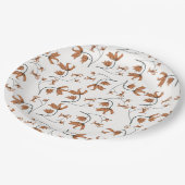 繊細なロマンチックな花模様トープ桃キャラメル ペーパープレート (アングル)