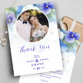 繊細なロマンチッククラシックフローラブルーシェード写真 サンキューカード