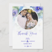 繊細なロマンチッククラシックフローラブルーシェード写真 サンキューカード (正面)