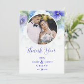 繊細なロマンチッククラシックフローラブルーシェード写真 サンキューカード (スタンド正面)