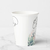 繊細なローズゴールドのグリーンリーフ エレガント モダン 紙コップ (右)