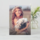 繊細なローズゴールドのスクリプト 1-写真 卒業パーティー 招待状 (スタンド正面)