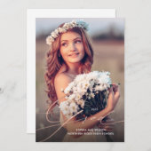 繊細なローズゴールドのスクリプト 1-写真 卒業パーティー 招待状 (正面/裏面)