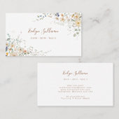 繊細なワイルドフラワーと緑のビジネスカード 名刺 (正面/裏面)