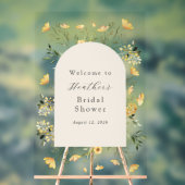 繊細なワイルドフラワーのウェディングシャワーウェルカム アクリルサイン (ニュートラル)